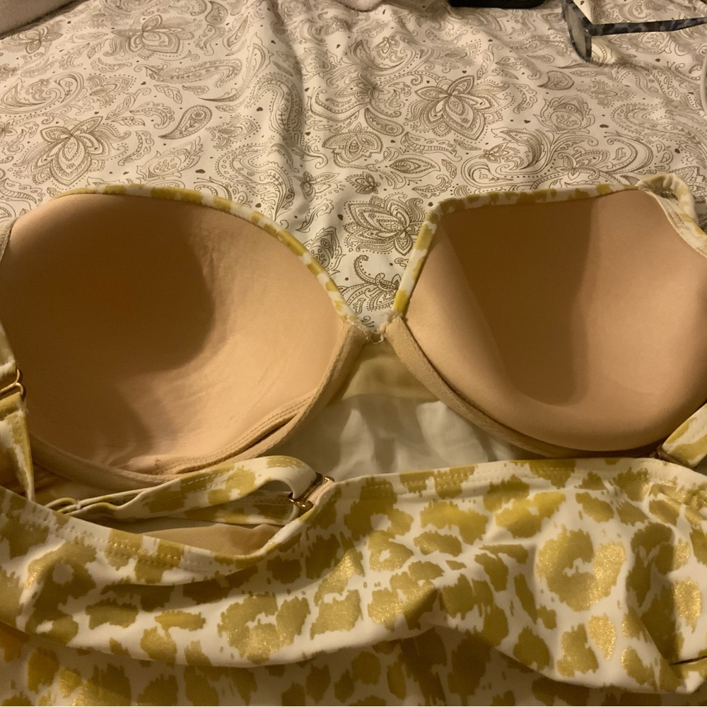 Rare Find!! Cacique Tankini Swim Set - Gold & White Leopard - 42C Top/16 Skirt - Picture 5 of 12